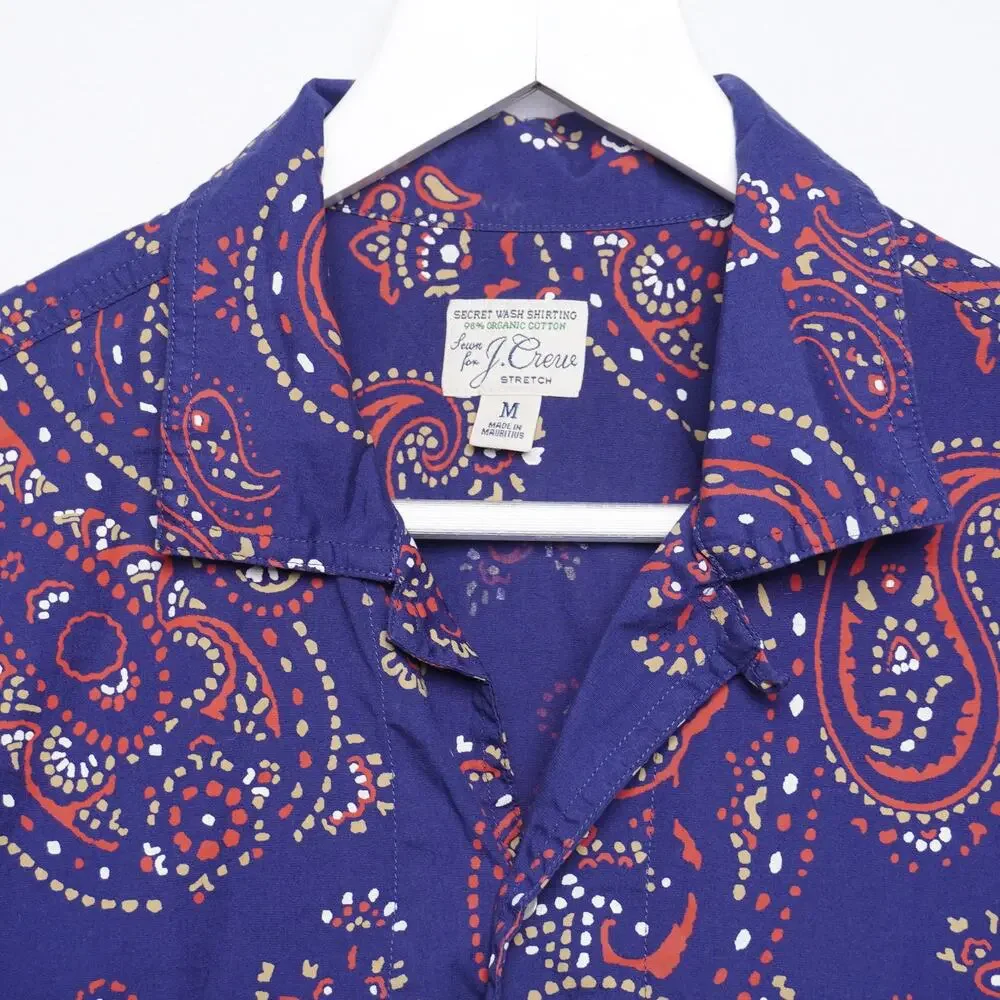 J. Crew Blue Paisley Organic Cotton Shirt Size‎ M
